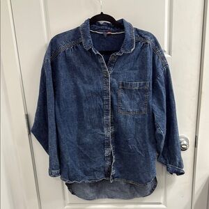 Pilcro Blue Denim Button Down Shirt
